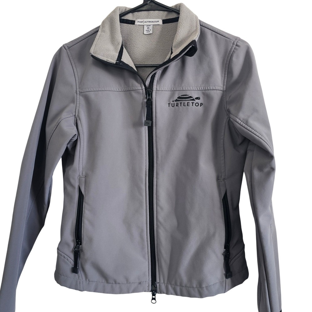 Port Authority Ladies XS Grey Soft Shell Jacket Turtle Top Full Zip Fleece Lined